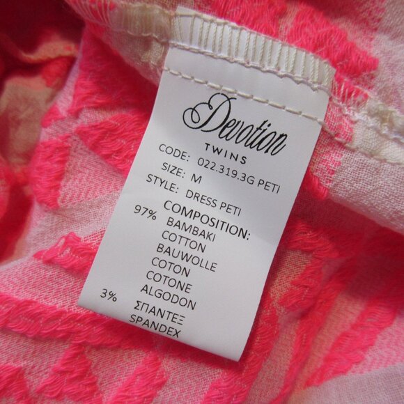 NWT Devotion Twins Ella Tunic in Neon Pink Off-White A-line Tiered Mini Dress MP - Picture 5 of 7